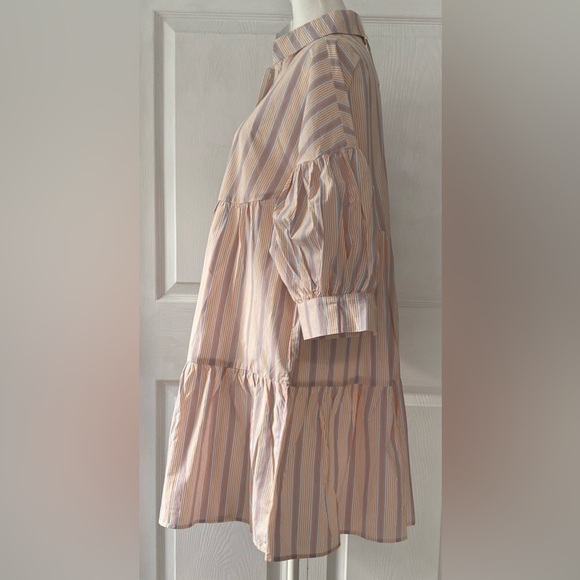 NWT Mango “Gabriela” Striped 100% Cotton Puff Sleeve Dress Size 6 - Picture 7 of 15